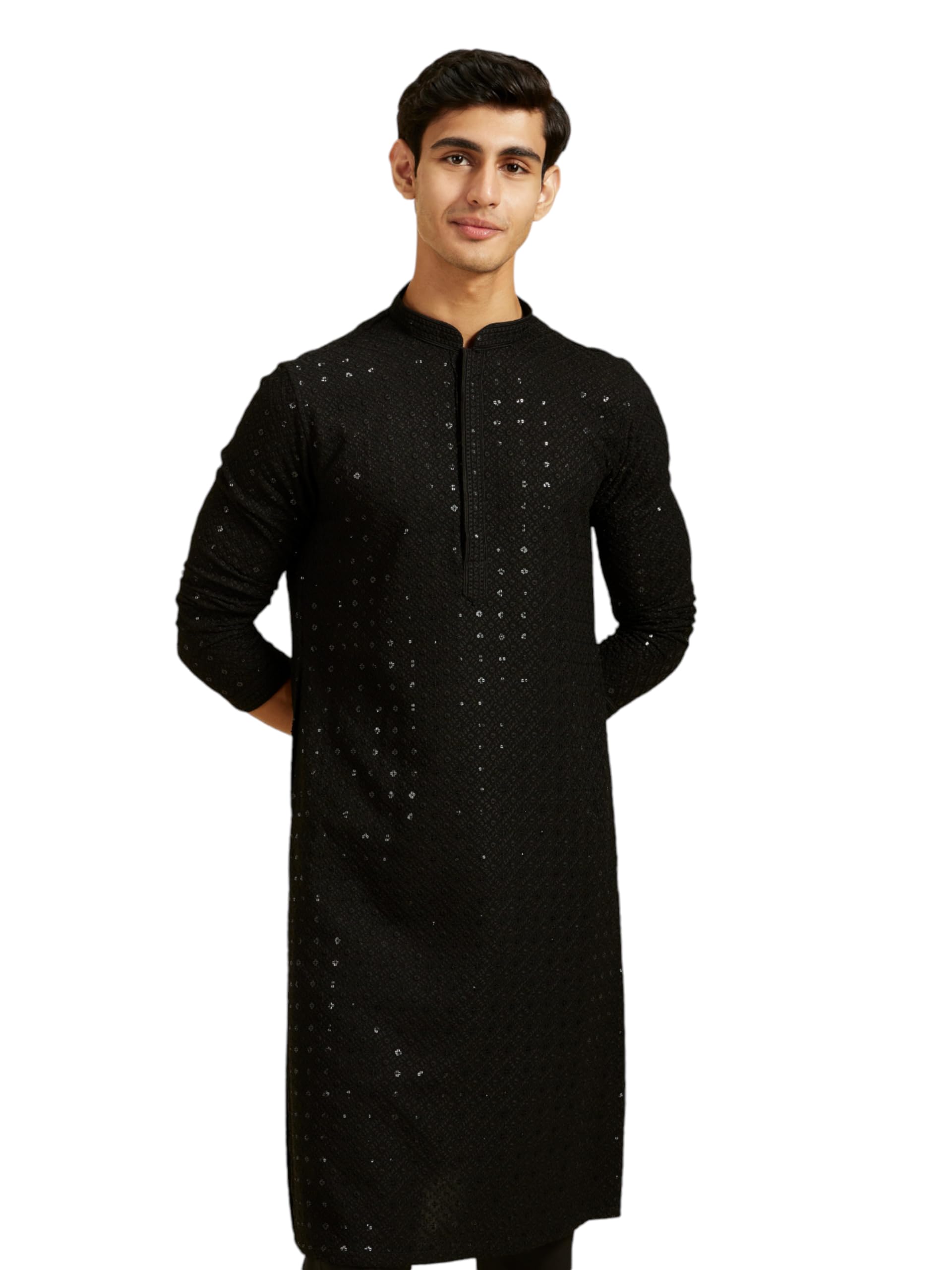 diwas by manyavar Men's Viscose Embroidered|Sequined Kurta (1pc)-picture-23