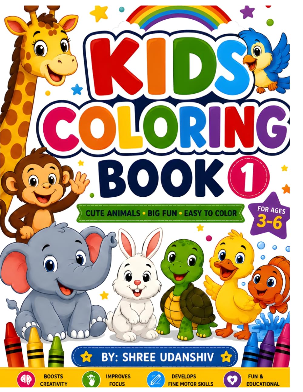 Animal Adventures Coloring Book: Fun Animal Pictures for Kids Ages 3-6 to Color and Enjoy