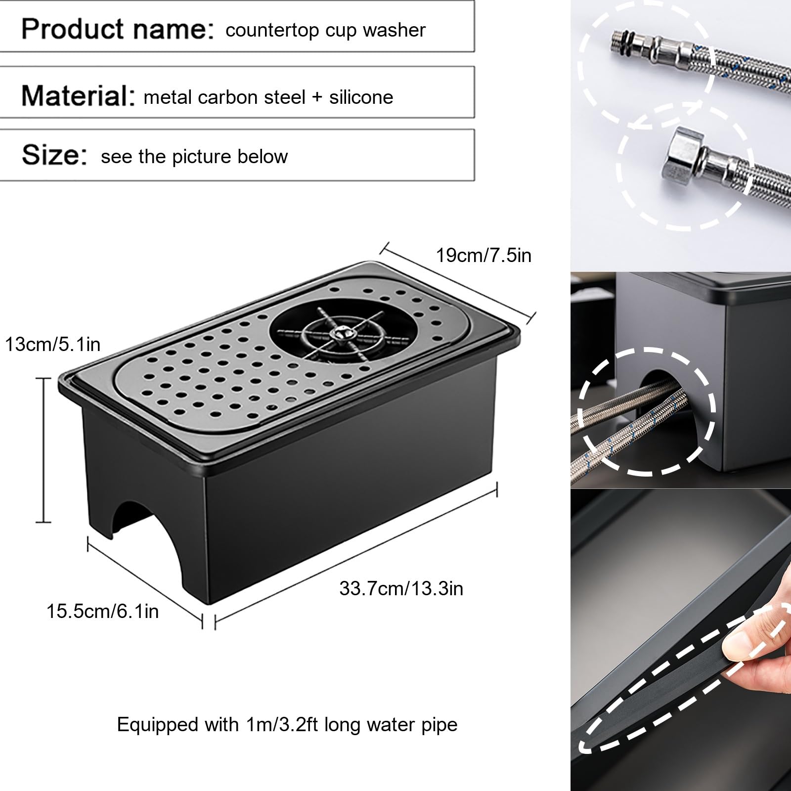 Dispositivo de descarga automática for fregadero de cocina, acero inoxidable, con apertura desde el fregadero, lavavasos automático con desagüe y bandeja de goteo for hoteles, bares, café, leche, té,