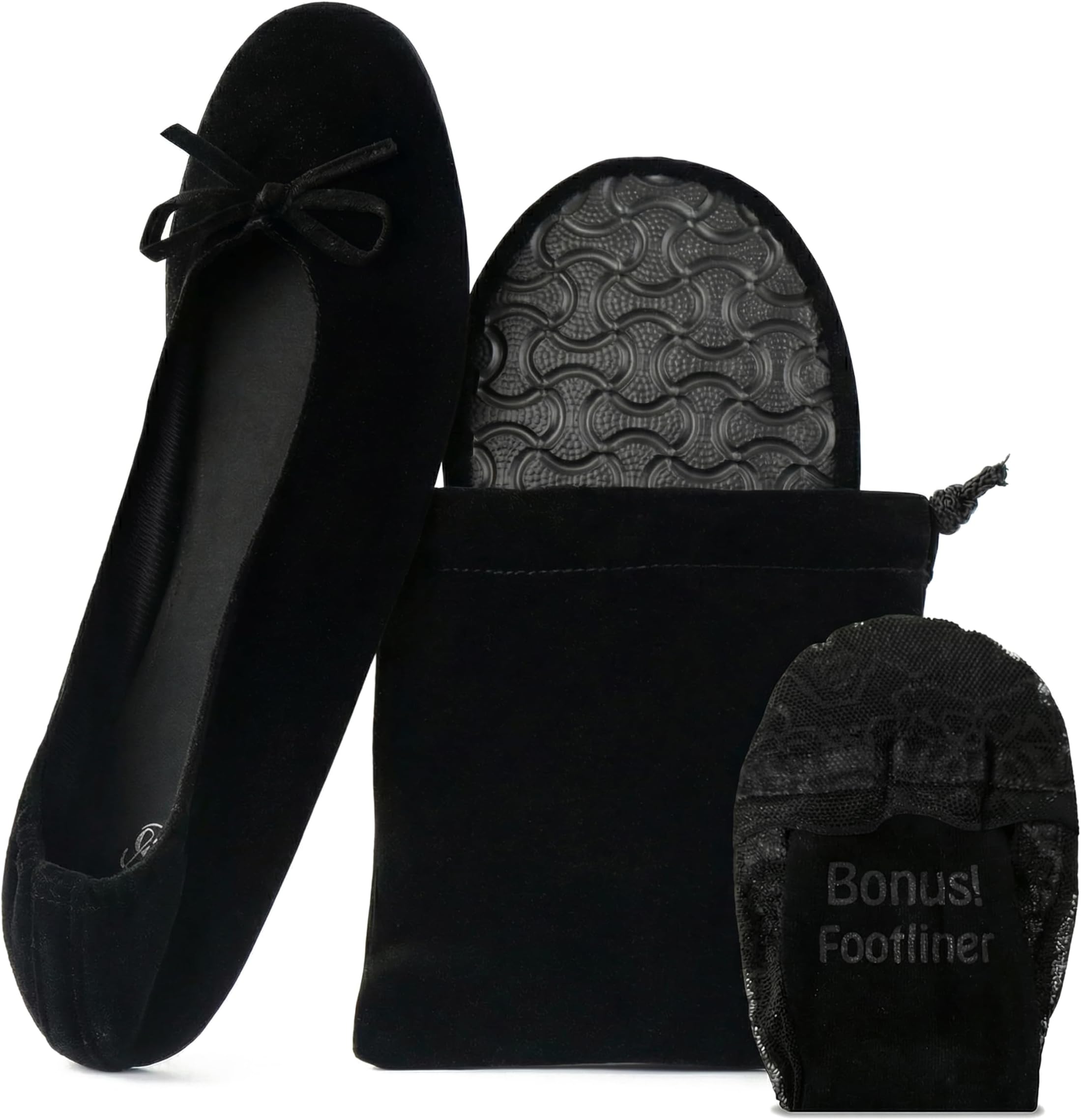 Velvet Foldable Flats for Women Purse Ballet Slippers Wedding/Travel Flat Shoe