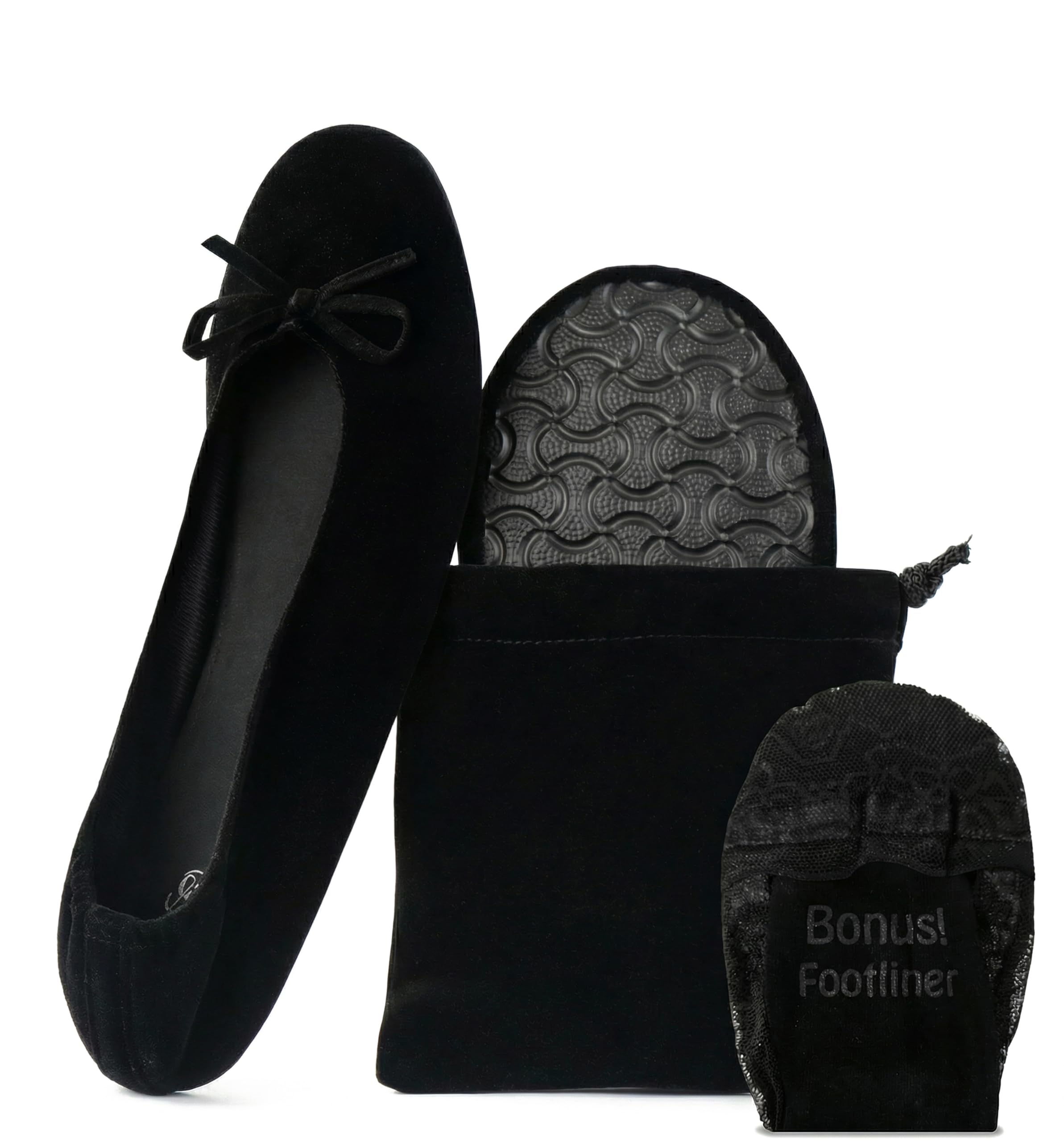 Velvet Foldable Flats for Women Purse Ballet Slippers Wedding/Travel Flat Shoe