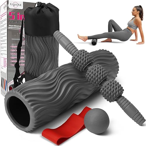 Juego de rodillos de espuma 5 en 1, barra de rodillo de masaje, bola de masaje, banda de resistencia para masaje muscular profundo, liberación de disponible en Yaxa Guatemala