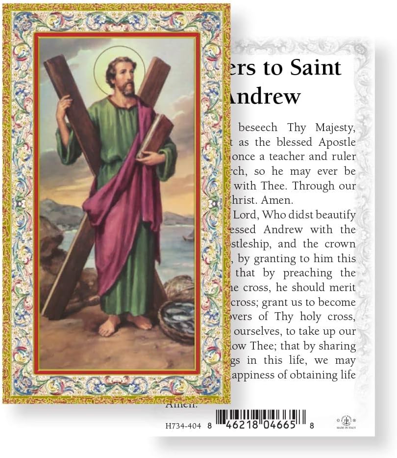 Prayer to St. Andrew Gold Stamped Paper Holy Cards, 100