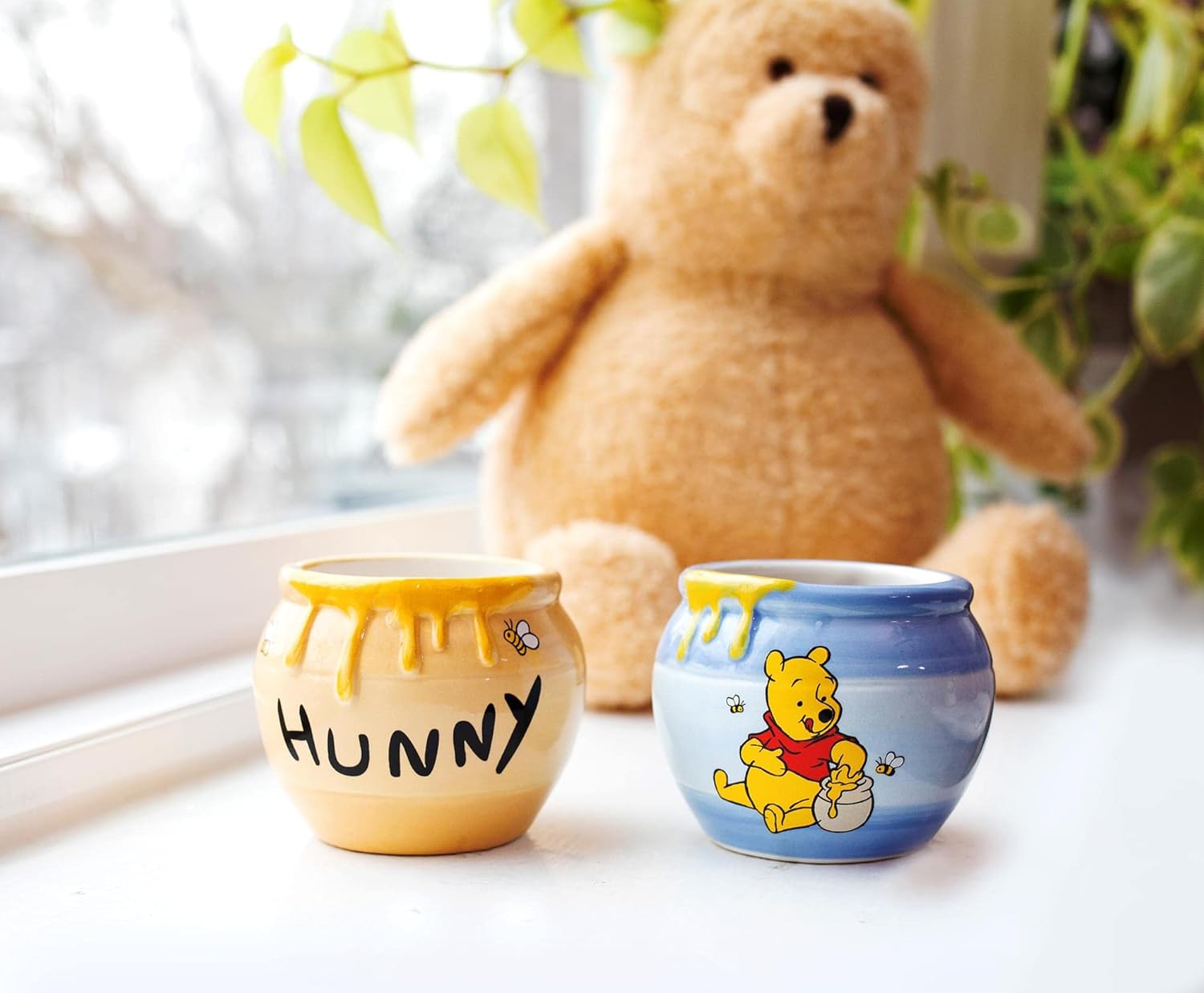 Disney Winnie the Pooh Hunny Pot Sculpted Ceramic Mini Mugs | Set of 2