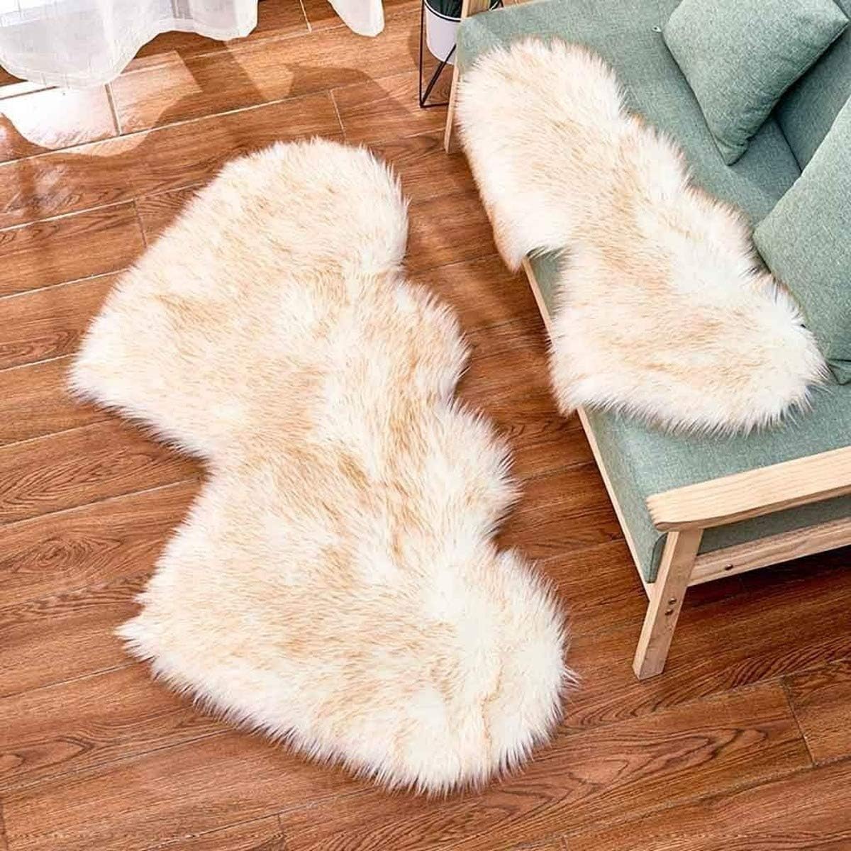 Easygou Fluffy Rugs Heart Rug,Double Heart Faux Sheepskin Rug Soft Long Plush Fluffy Shaggy Carpet Area Mats Rugs Girls Bedroom Sofa Home Decorative Floor Carpet (Purple,60120cm /24'' x 47'')