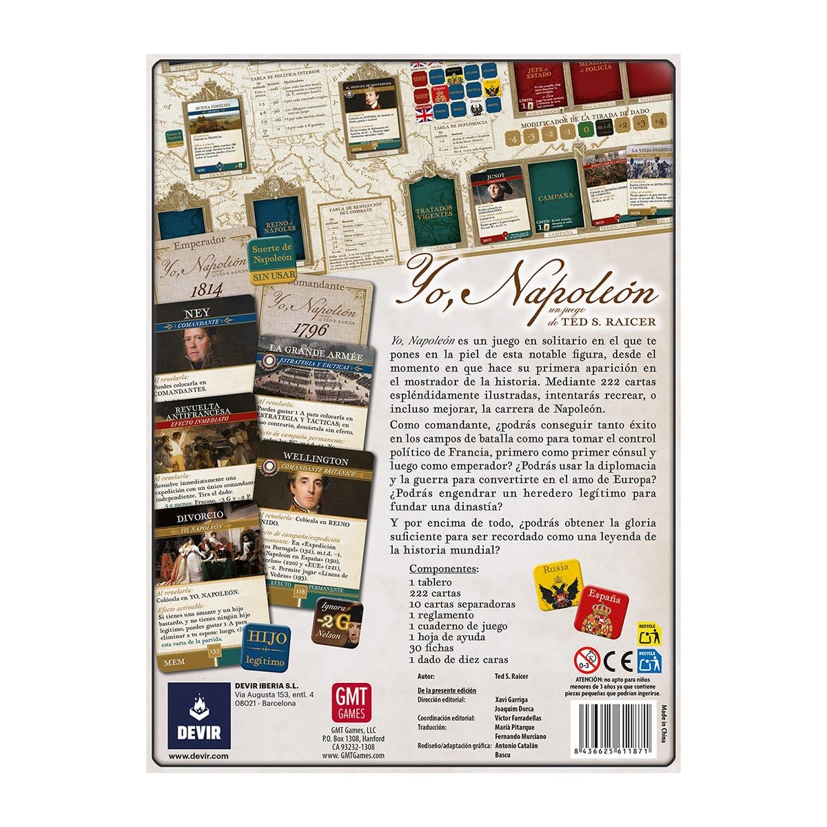 Devir - Yo, Napoleón | Juego de Mesa en Solitario de Estrategia histórica y gestión política | Cartas, campaña narrativa, Decisiones y Conquista de Europa | Versión española