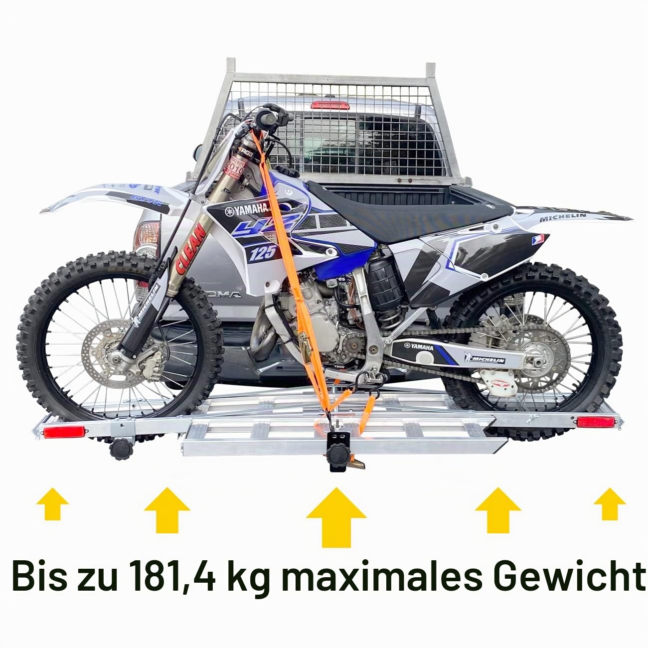 MaxxHaul 50711 Aluminium-Motorradträger – Anhängerkupplung für Dirt Bike mit Laderampe, 180 kg Kapazität, passend für 5,1 cm Anhängerkupplung, leicht und rostfrei