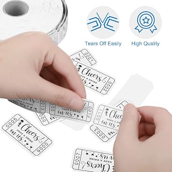 TaoBary 1000 Pcs Drink Raffle Tickets White 2x1 Single Roll,1 Roll