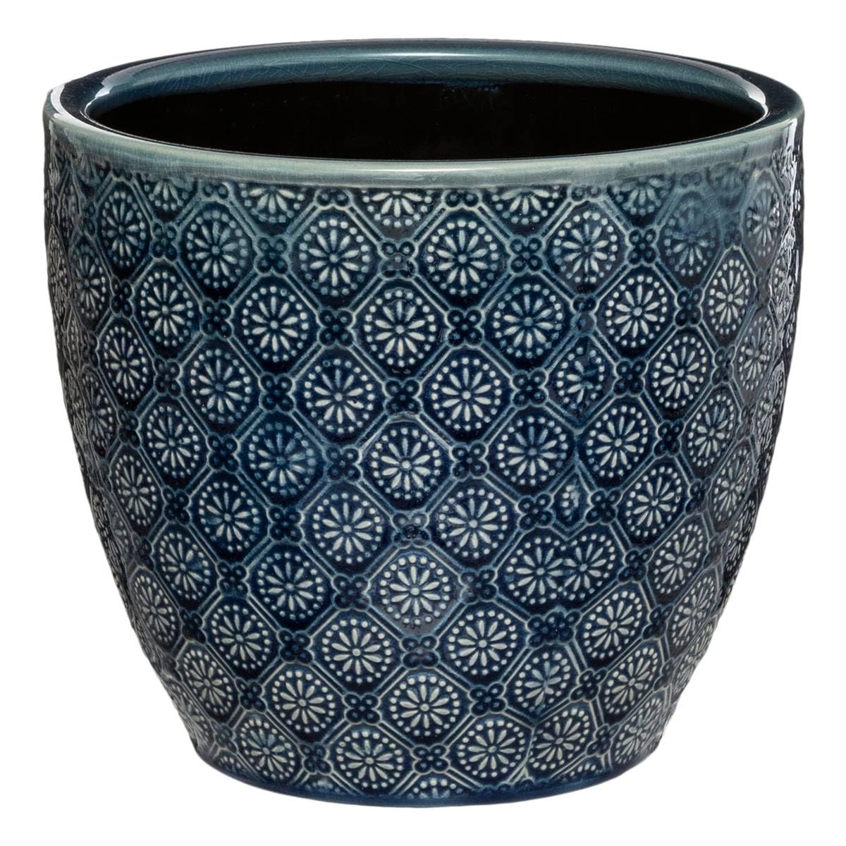 Atmosphera - Set de 3 pots - Fleurs - céramique - bleu