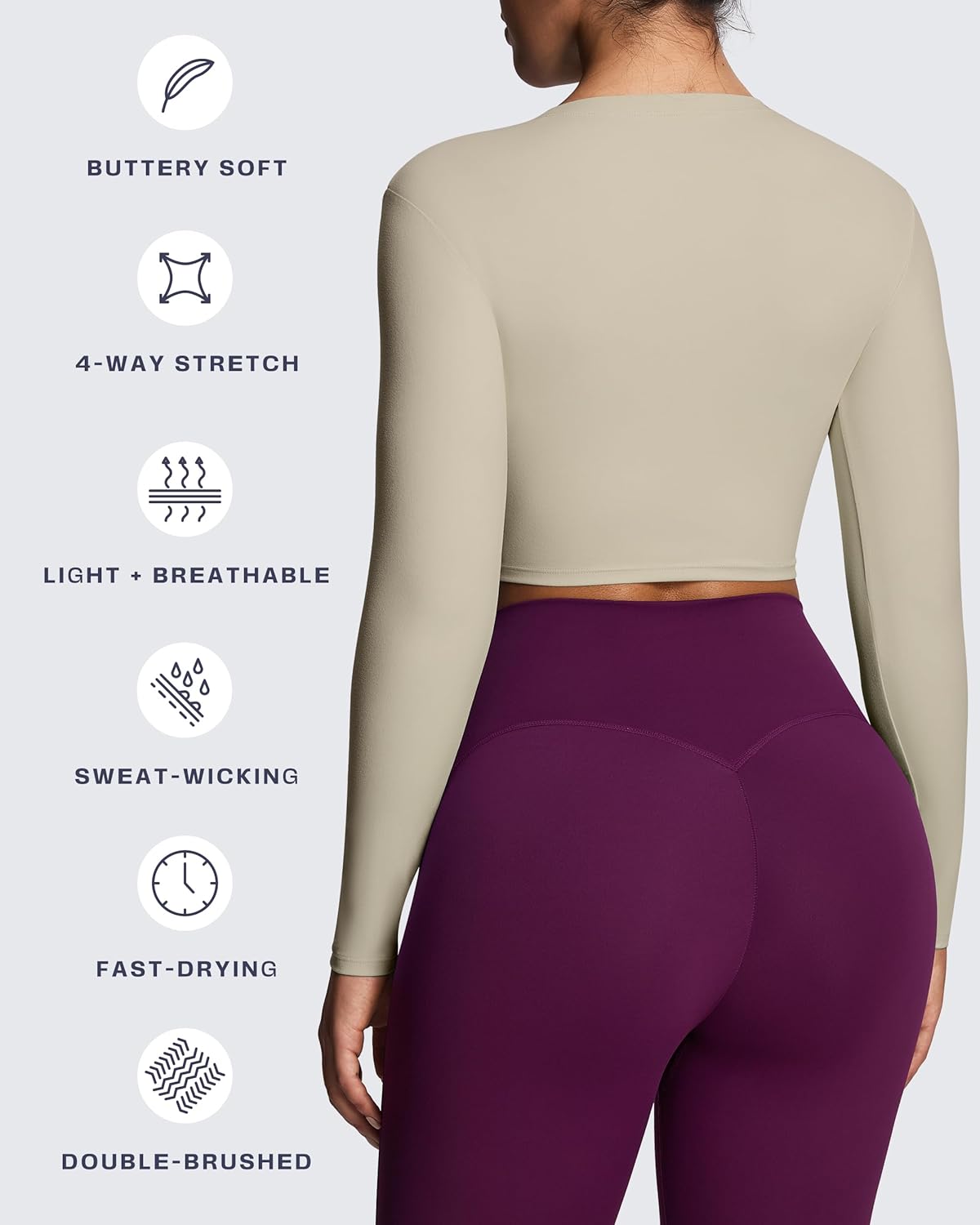 Aoxjox Long Sleeve Crop Tops for Women Classic Longline Workout Fitness Cropped T Shirt Top - Image 5