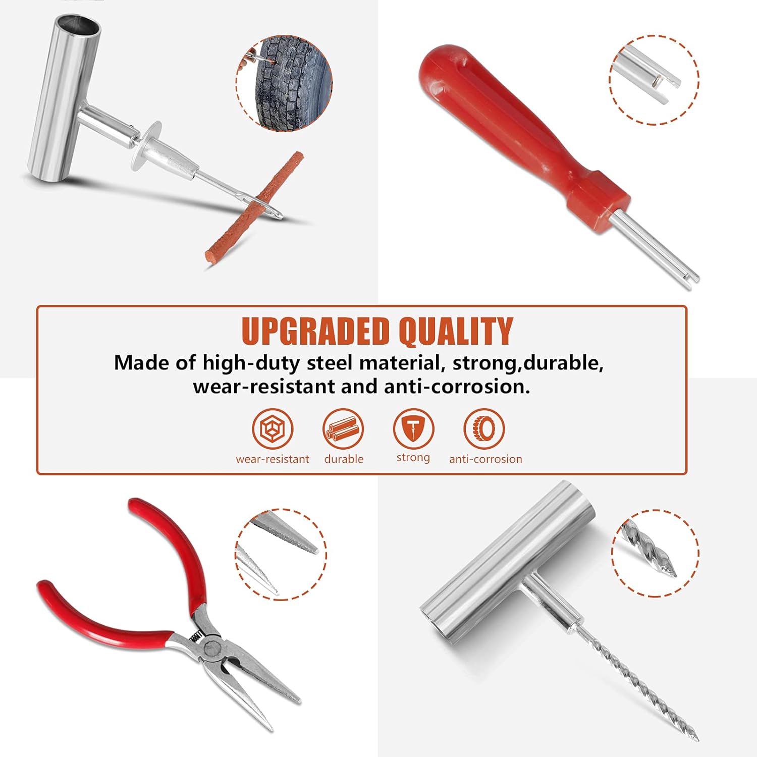 Olkheniif Tire Repair Kit Fix Punctures and Plug Flats, 68-Piece Value Pack, Ideal for Cars, Motorcycles… : Automotive