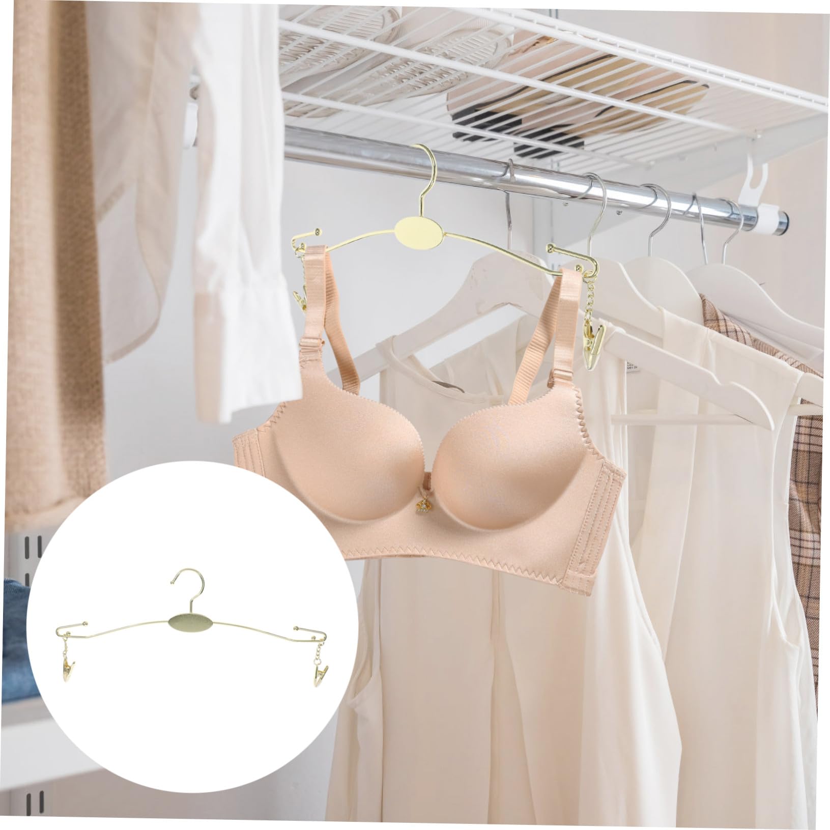 Grucce con Clip per Reggiseni 10 Pezzi in Ferro Oro | Organizer Armadio, Non Lascia Tracce, Non Si Deforma Facilmente, Uso Multiplo per Capi Delicati