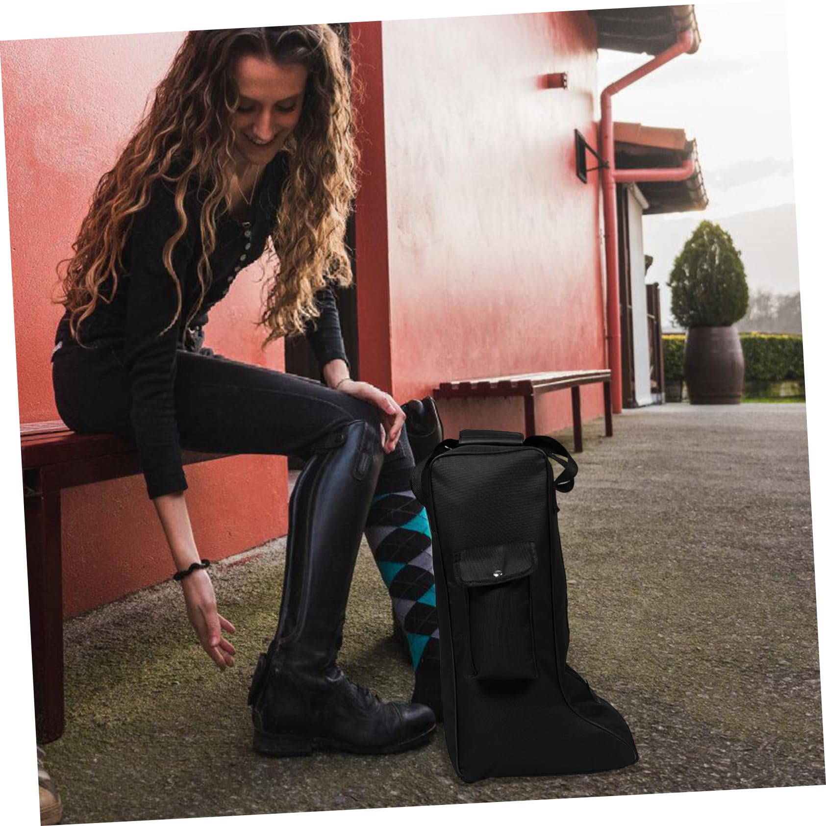 Bolsa para Botas de Montar de Tela Oxford, , Bolsillo Frontal y Asa, Adecuado para Esquí y Camping, Almacenamiento Versátil