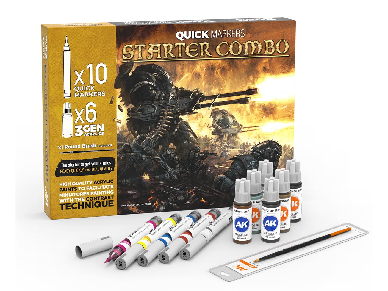 AK Quick Marker Set y 3Gen Set AKMQ111 maletín de modelismo con pincel