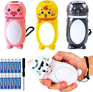 4 Pack Small Mini LED Flashlights for Kids Toddlers Cute Small Animal Flashlight- 2 in 1 Flashlight Camping Lantern Flashlights - Christmas Gift Stocking Stuffers for Girls Boys Party Favors
