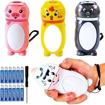 4 Pack Small Mini LED Flashlights for Kids Toddlers Cute Small Animal Flashlight- 2 in 1 Flashlight Camping Lantern Flashlights - Christmas Gift Stocking Stuffers for Girls Boys Party Favors