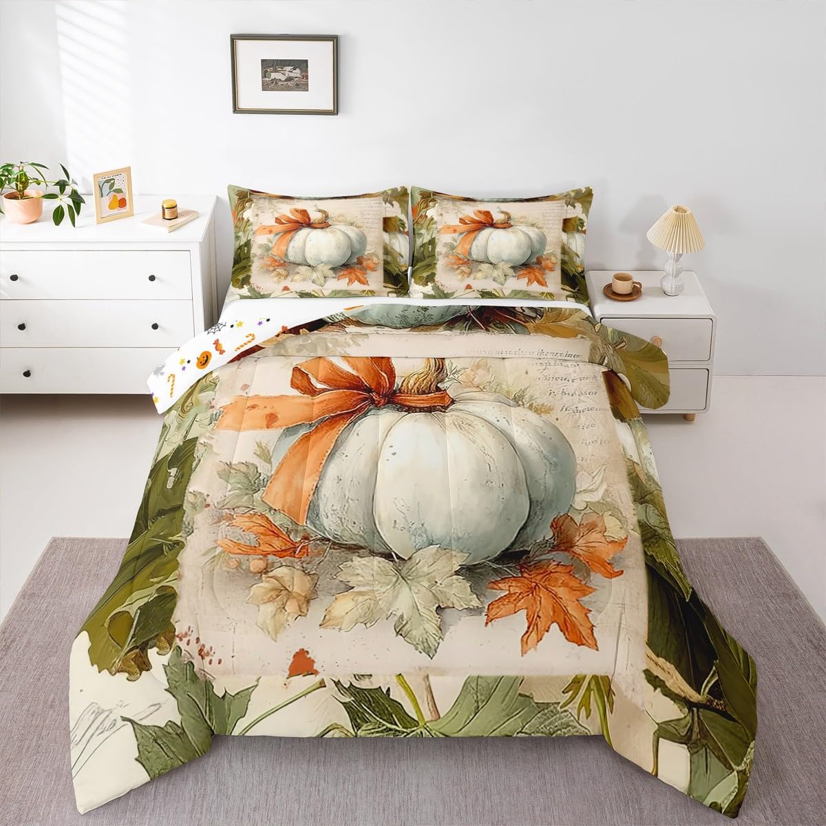 Amazon.com: Erosebridal Thanksgiving Pumpkin Bedding Set Full Size ...
