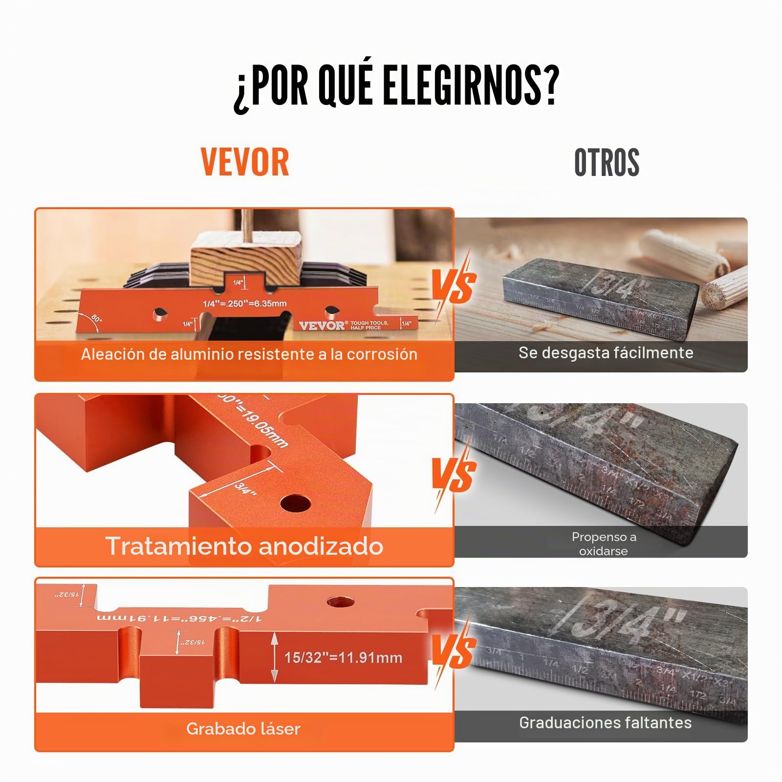 VEVOR Barras de configuración de mesa de enrutador, 14 piezas, bloques de configuración de aluminio de precisión, juego de medidores de altura, con caja de almacenamiento de marcas de tamaño grabadas