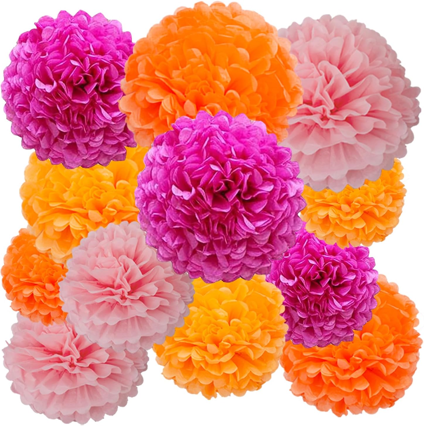 Pink Purple and Blue Paper Pom Poms (12 Pack) - Pastel Teal Pink and Purple Hanging Tissue Flowers for Baby Shower Birthday Party Ceiling Decorations