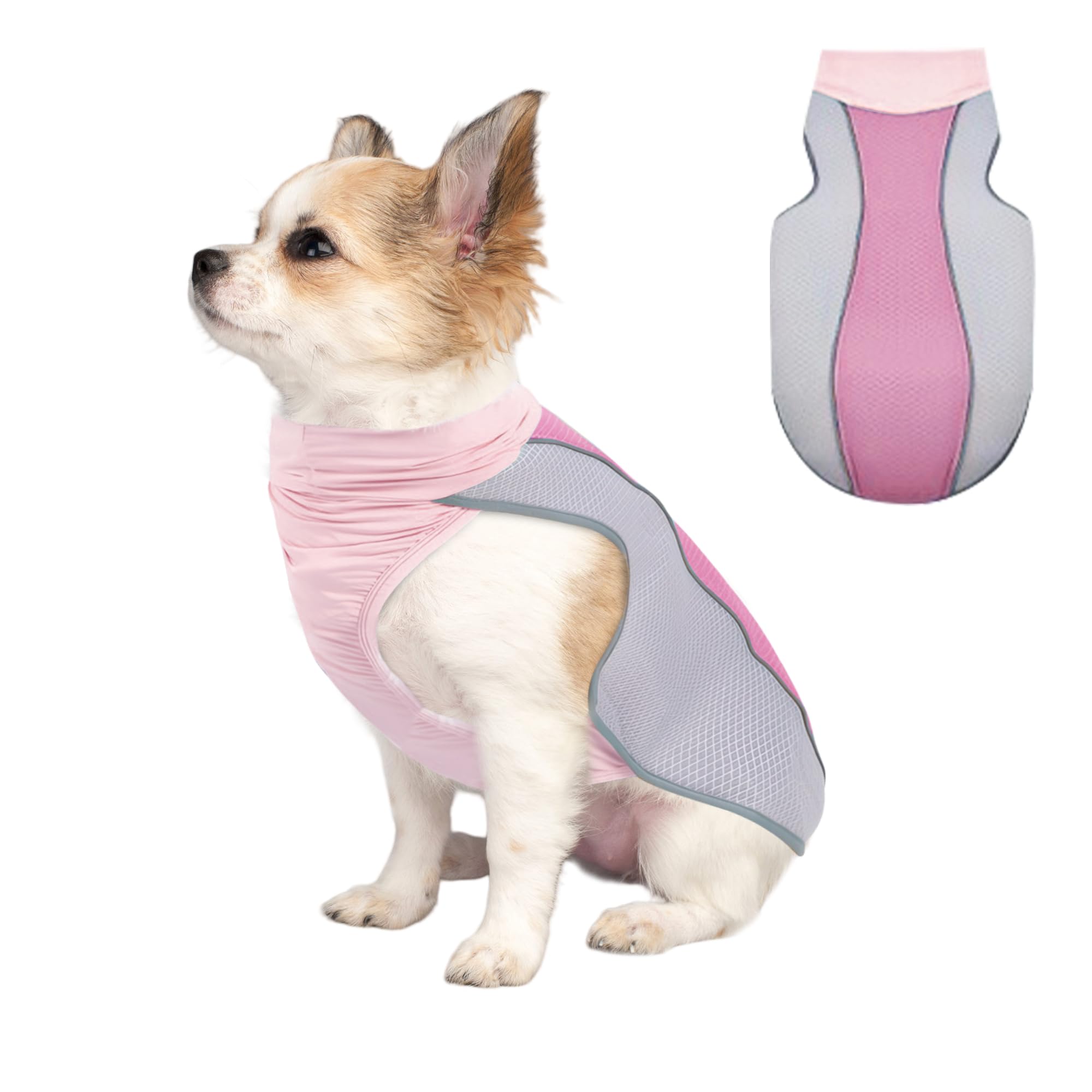 NiCola Dog Cooling Vest, Pink Breathable Dog Cooling Coats, Lightweight Summer Dogs Vest with Reflective Strip for Small to Large Dogs (Pink, S)