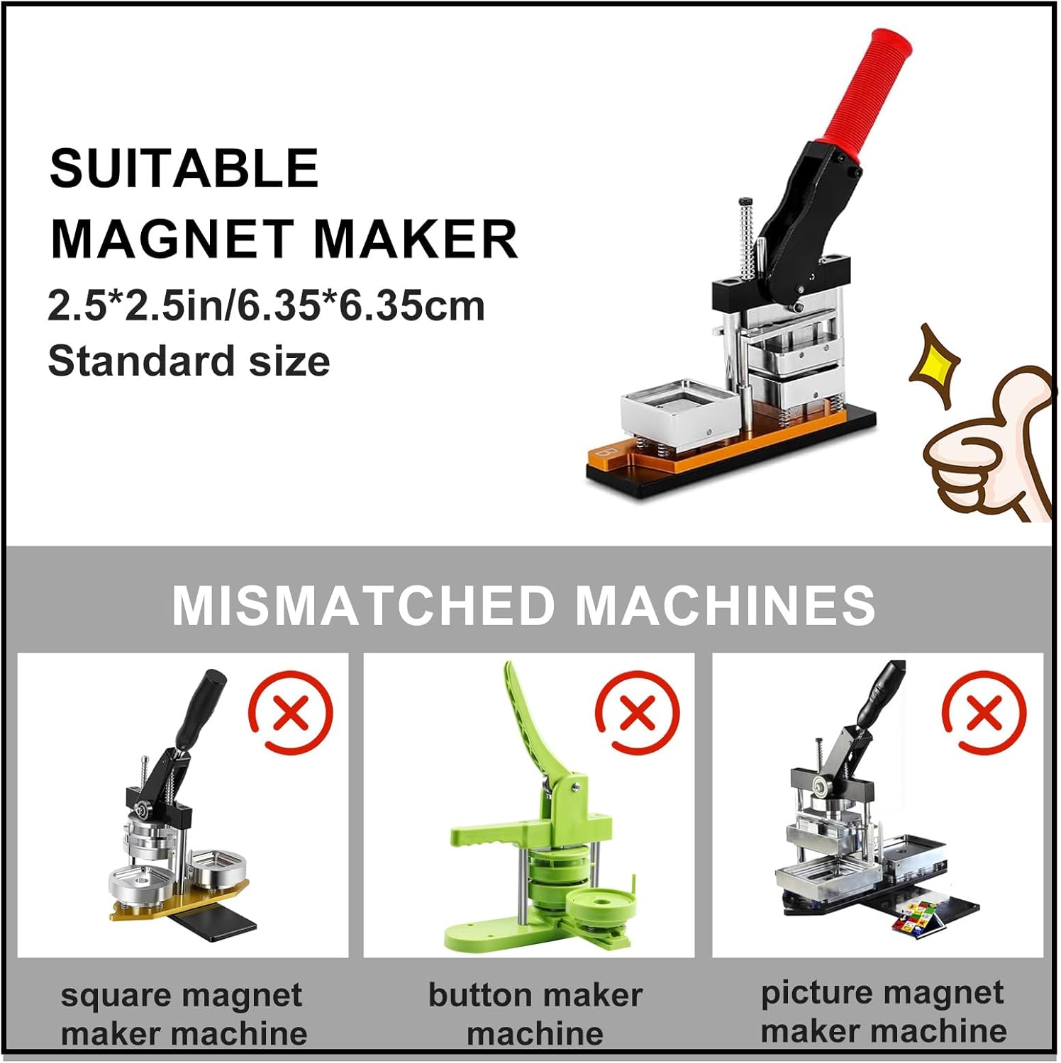 2.5 in DIY Decorative Magnets Kit(1000pcs), Suitable for 6.35 * 6.35cm(2.5X2.5in) Photo Magnet Machine Contain Transparent Film, Metal Shell, Magnet, Cardboard Used for Fridge Magnets