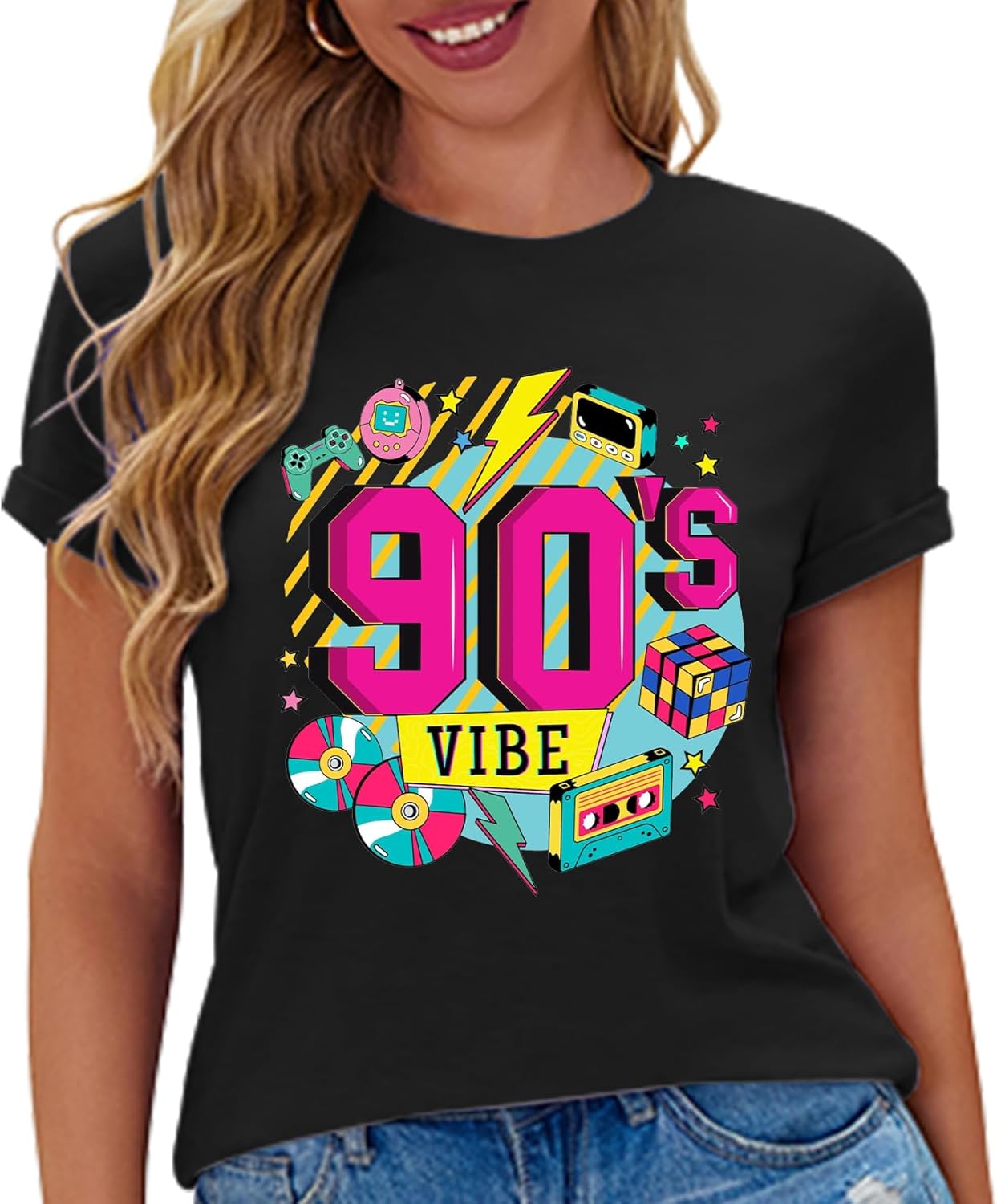I Love The 80's Shirts for Women Vintage 80s Music Tee 80s Theme Party Short Sleeve Tops - Image 3