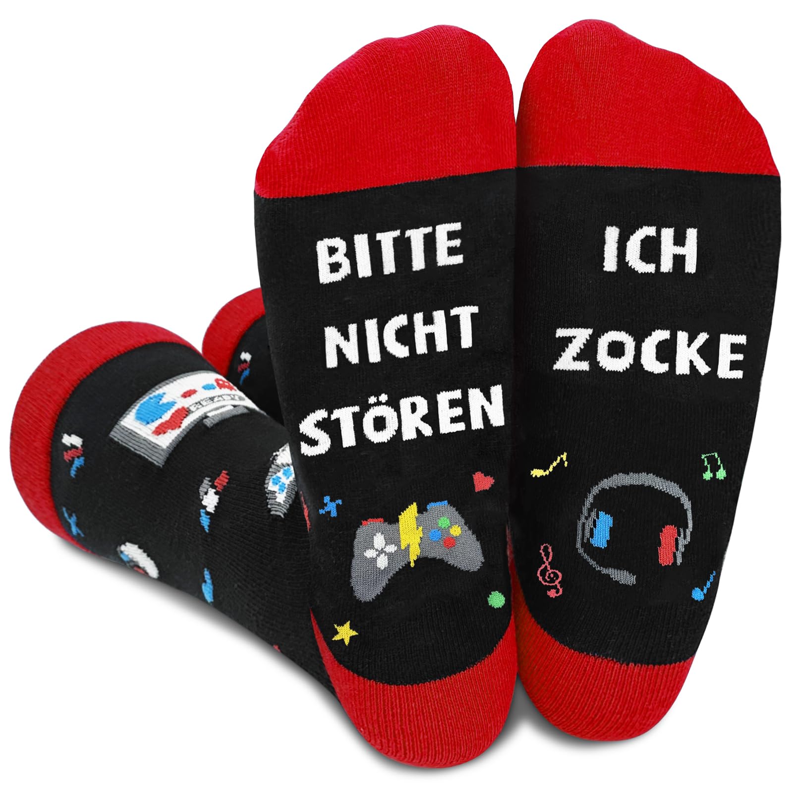 YUNYAKARSA Lustige Socken Zocken mit Spruch BITTE NICHT STÖREN ICH ZOCKE, Gaming Socken Lustige Geschenke für Männer Weihnachten, Zocker Geschenk Coole Sachen für Jungs Damen Junge 10 11 12 13 Jahre