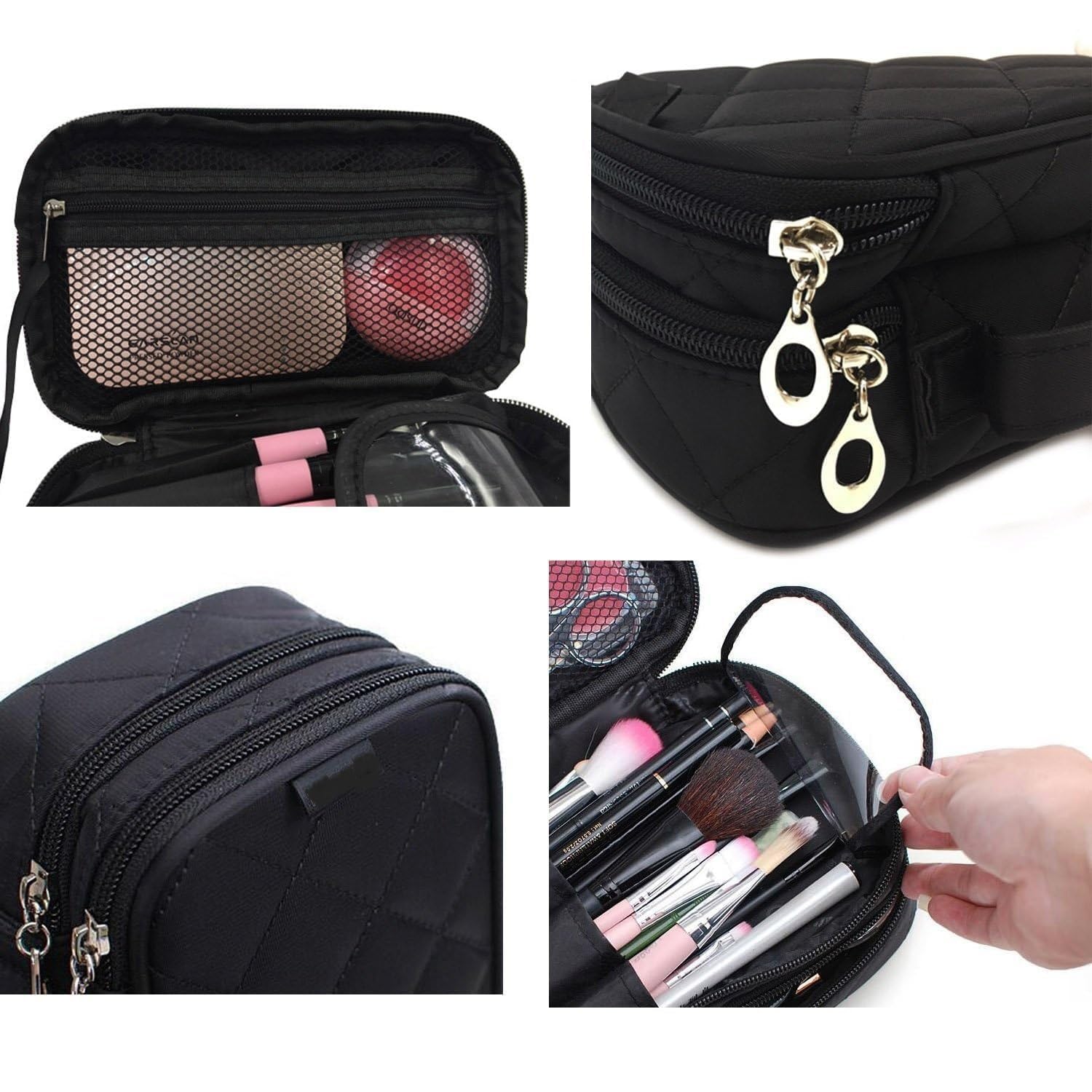 PINZOR Multipurpose Travel Toiletry Kit Bag Makeup Organizer Case with mirroor, Cosmetic Pouch for Women Makeup Organizer Vanity Bag.