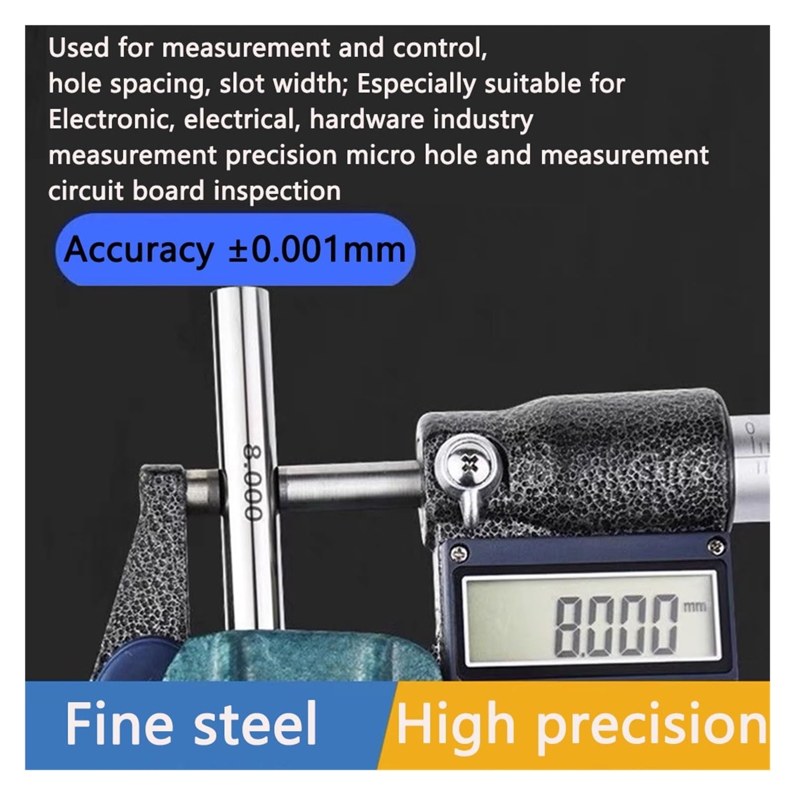 calibre de pasador Medidor de enchufe clavija, enchufe/agujero/calibre personalizado rango 0,38-0,49mm, paso,01mm, herramientas for carpintería, inspección, mecánica y medición(0.38,1 PCS)