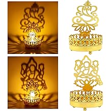 Metal Ganesha Lakshmi Shadow Diyas &ndash; Diwali Tea Light Candle Holder Birthday Wedding Gifts for Indian Friends Man Woman Murti Puja Item Home Office Temple Mandir Pooja Altar Decor