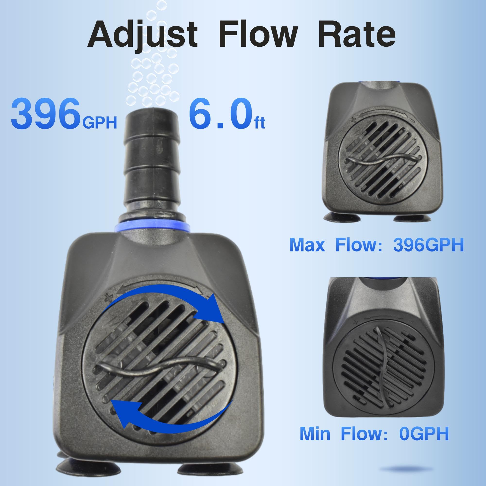Conquerall 396GPH 1500L/H AC 220V Pompa sommersa 25W Ultra silenziosa per grandi vasche per pesci, cascate, fontane all'aperto e fontane d'acqua per animali domestici