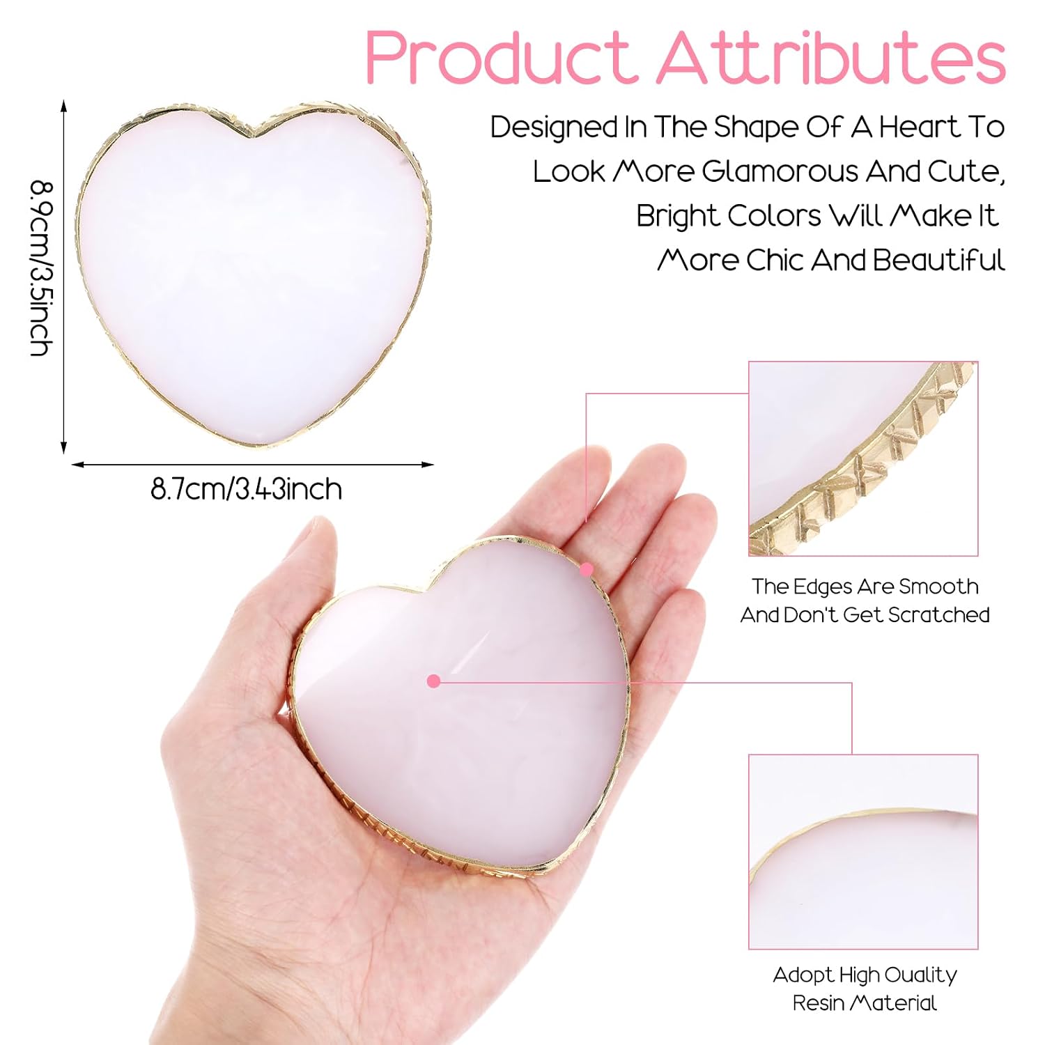 Tyqour Heart Resin Nail Art Palette Nail Polish Palette Makeup Mixing Plattle Makeup Palette Tray Paint Palette DIY Nail Gel Display Board Pallet for Nail Art (white)