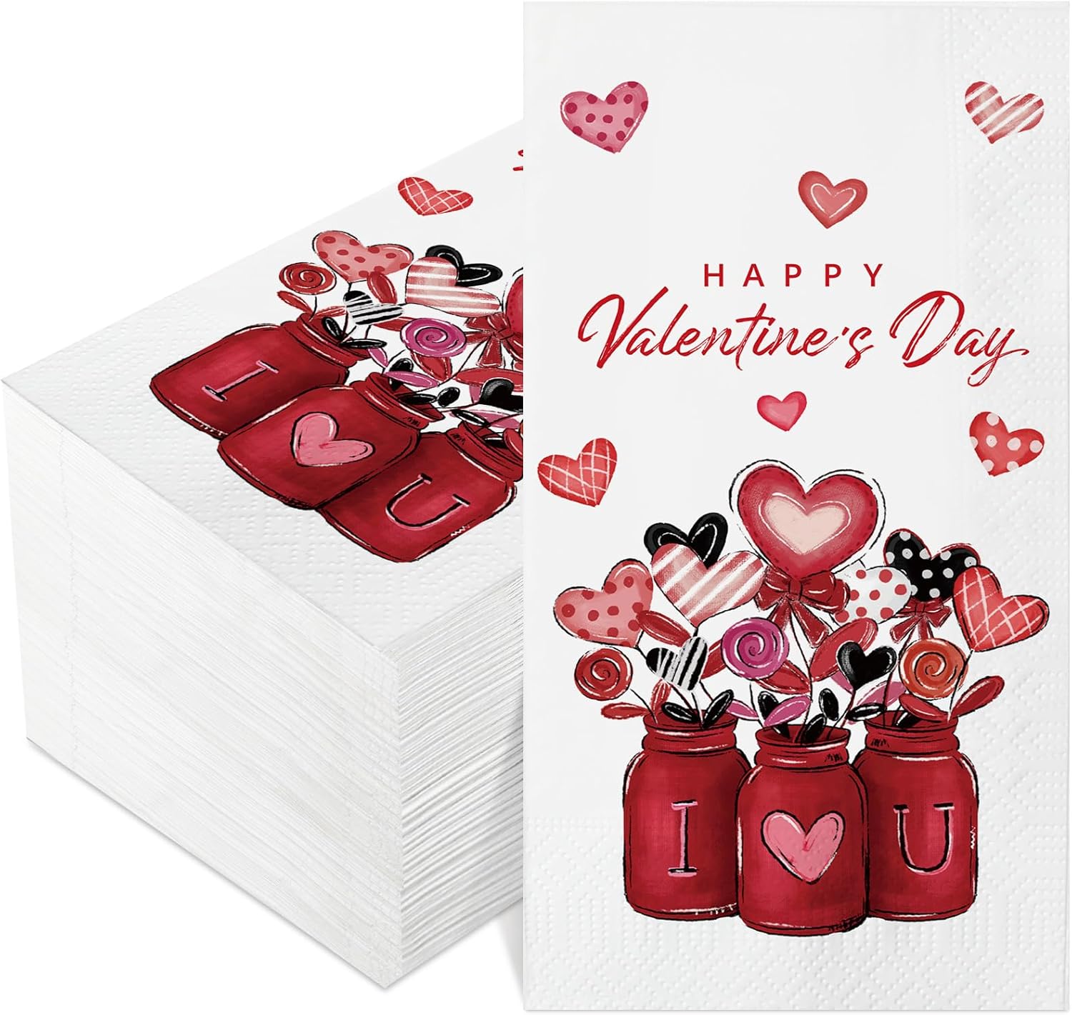 Amazon.com: Pasimy 100 Pcs Valentines Napkins Bulk Happy Valentine's ...