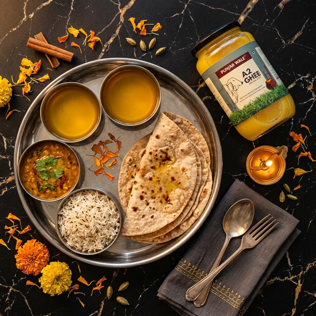 PUNJAB WALE Ghee A2 | Vaca Desi Gir | Método Védico Bilona | Cultivado | Triturado a mano | Hecho en pequeños lotes | Probado en laboratorio | Tarro de vidrio | Alimentado con pasto | Ghee premium y