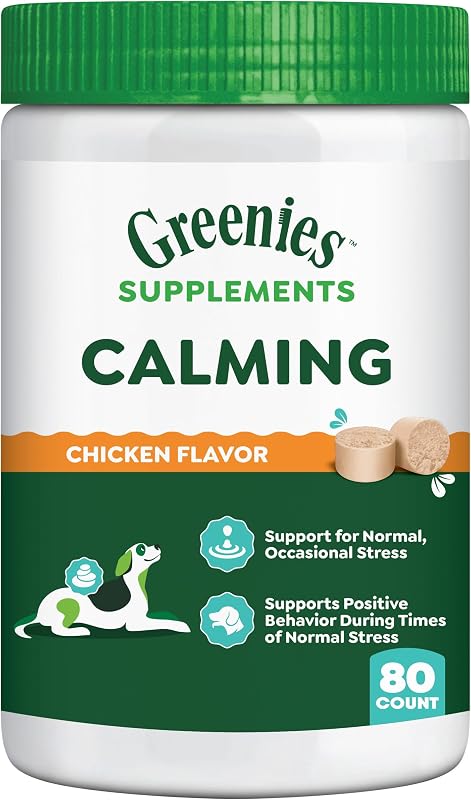 Supplements Calming Chews for Dogs, Chicken Flavor, 80 Count | L-Tryptophan & L-Theanine, supports positive behavior, made in USA, NASC Quality Seal, real chicken, no fillers