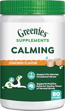 Greenies Supplements Calming Chews for Dogs Chicken Flavor, Dog Calming Chews, 14.7 oz. Container of 80 Count