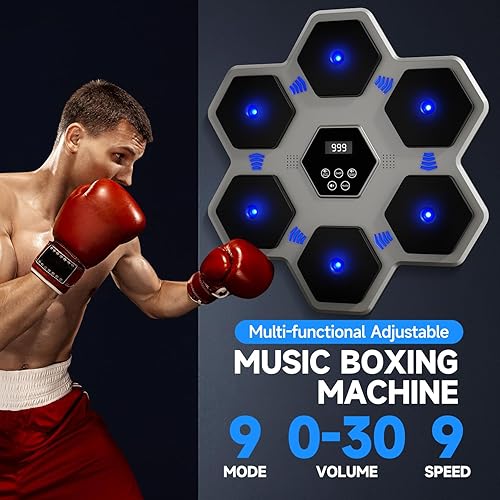 Miniatura 8 de Music Boxing Machine with Gloves for Adults & Kids,5 Button LCD Touch Control with One Button Mute & Rhythm Recognition,17.3'' Large Size Wall