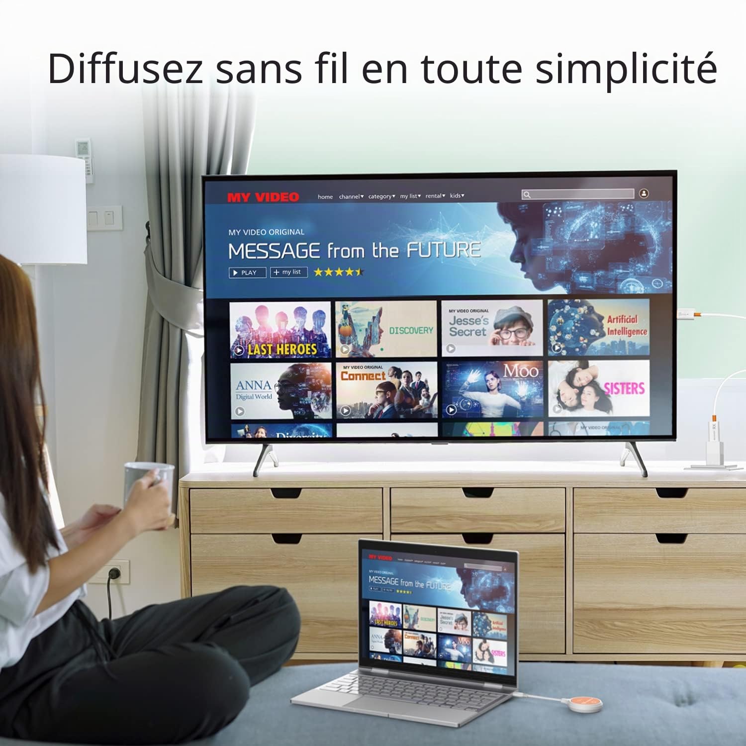 j5create ScreenCast USB-C vers HDMI Émetteur et récepteur d'écran sans Fil, supporte 1080p, Compatible avec MacBook, ChromeOS, Ordinateurs Portables USB-C et Android (JVAW62)