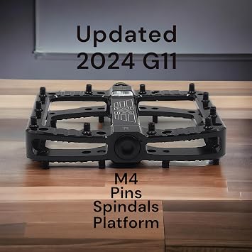 PDX G11 Mountain Bike Pedal MTB Pedal Large Concave Platform Machined Aluminum Polished Bicycle Non-Slip Pedals 9/16 Chromoly Spindle Smooth Ball Bearings