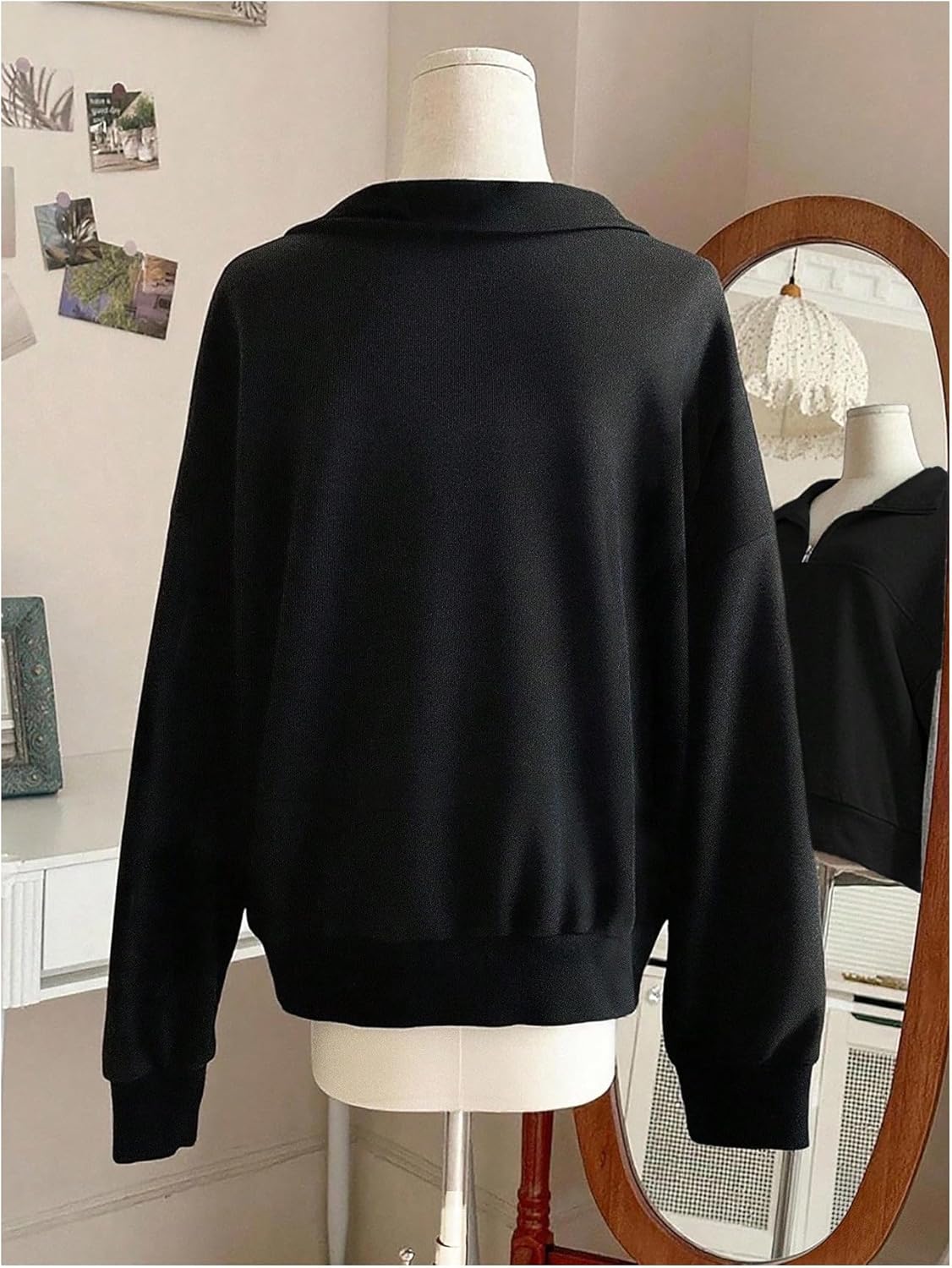 SOLY HUX Women's Quarter Zip Sweatshirts Long Sleeve Mock Neck Hoodies Oversized Pullover Tops Fall Clothes - Image 2