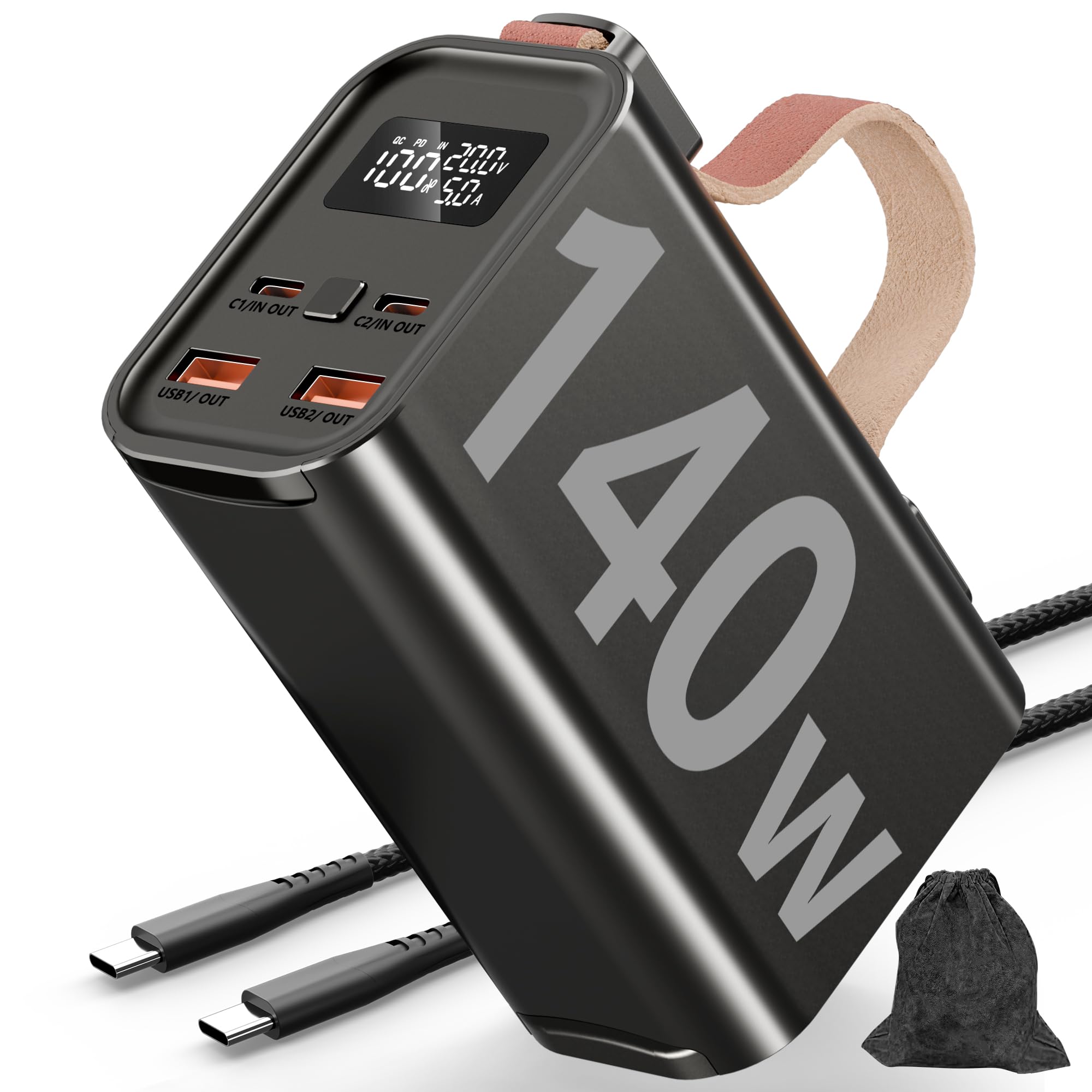 50000mAh 140W Power Bank USB C PD3.1 QC4.0 Schnelles Aufladen,Große Kapazität Externer Handyakku mit LED Display,4 Ports Tragbares Ladegerät für Tablet Camping Phones
