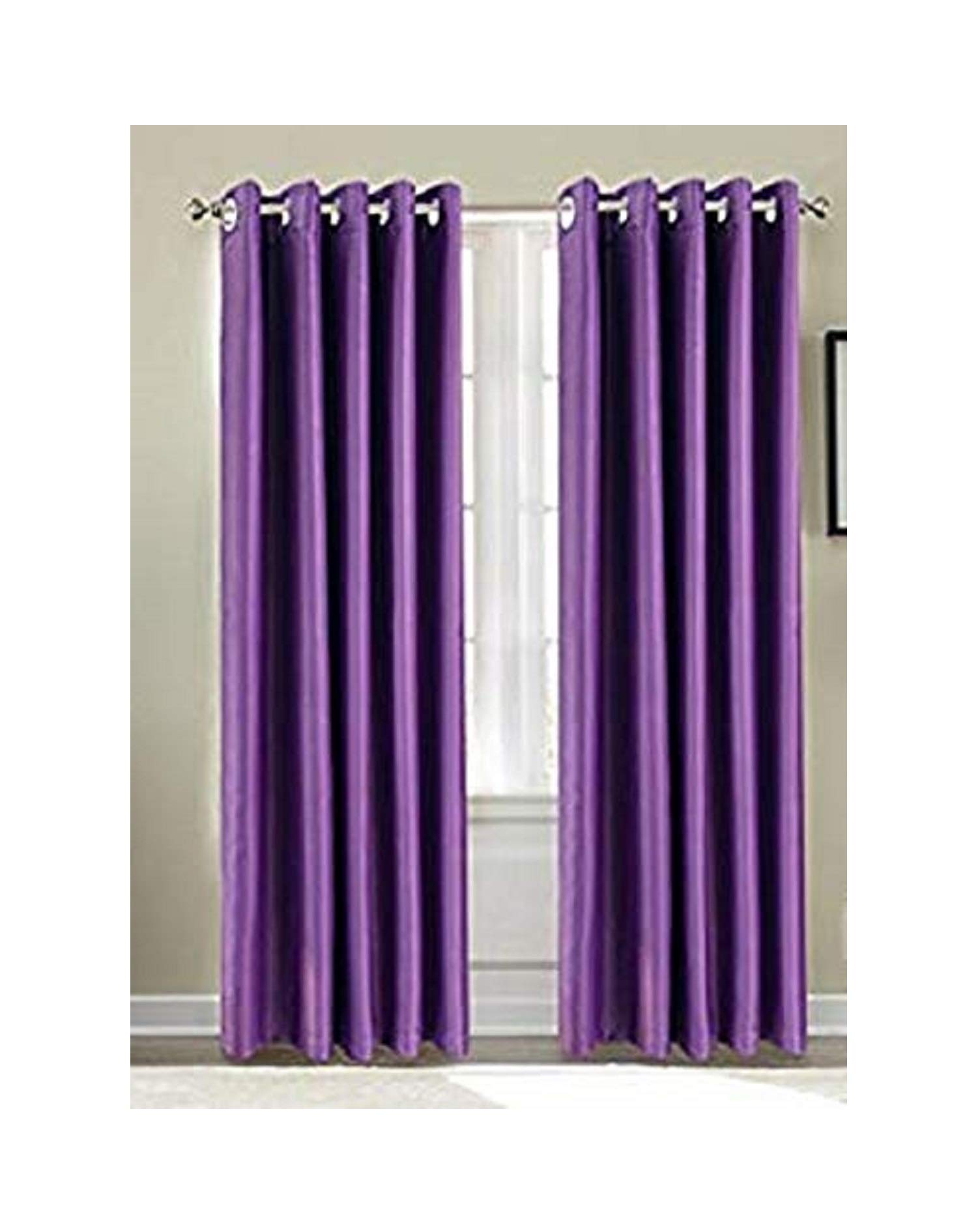 Maria Luxury Bedding & Linen Soft Thermal Blackout Curtains Top Chrome Ring Curtains Bedroom Darkening & Energy Saving, Set of 2 with Tiebacks, Width 46" x Depth 54", Purple