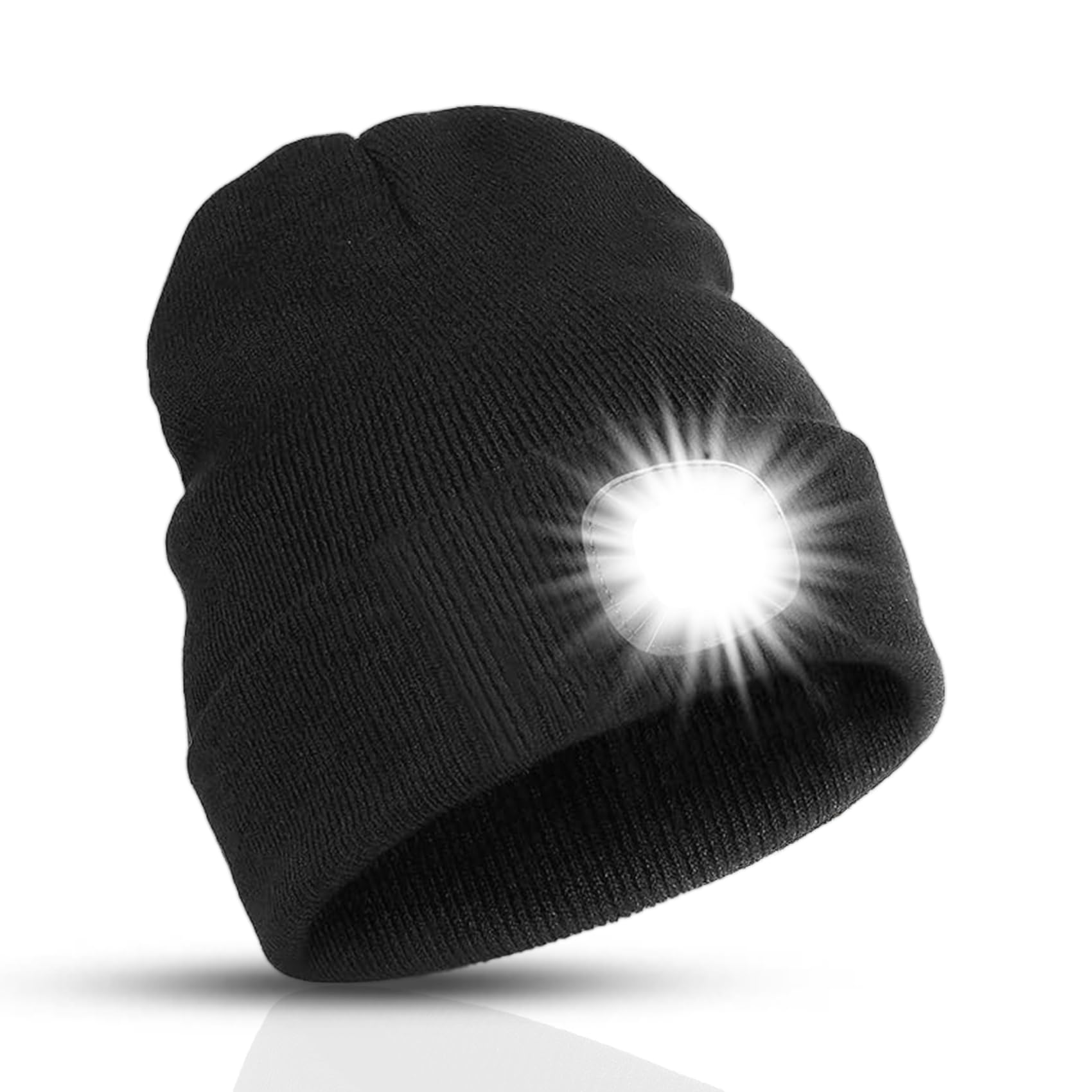 TYGA LED Beanie Hat with Light - Rechargeable Torch Beanie Hat, Gifts for Women & Men, Waterproof & Warm Winter Hat with Built-in LED Torch for Running, Walking, Camping & Outdoor Use