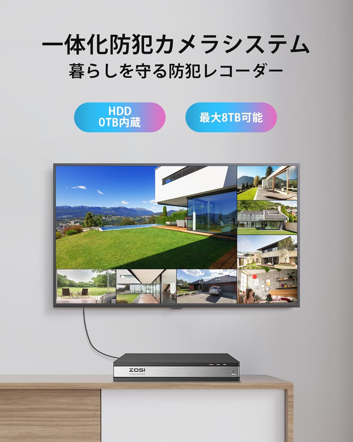 ZOSI 防犯レコーダー 16ch hdd 800万画素 poe防犯レコーダー NVR