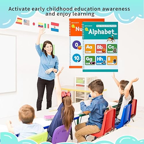 Miniatura 7 de Libros de práctica de escritura ranurados mágicos para niños de 3 años, libros de trabajo reutilizables de escritura a mano, 6 libros de práctica de