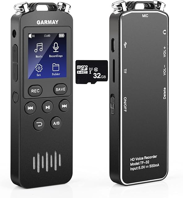 48GB GARMAY Digital Voice Recorder Upgraded 1536KBPS 3343Hours Record Capacity 32H Battery Time Voice Activated Recorder with Noise Reduction Audio Recorder with playback for Meeting Lecture
