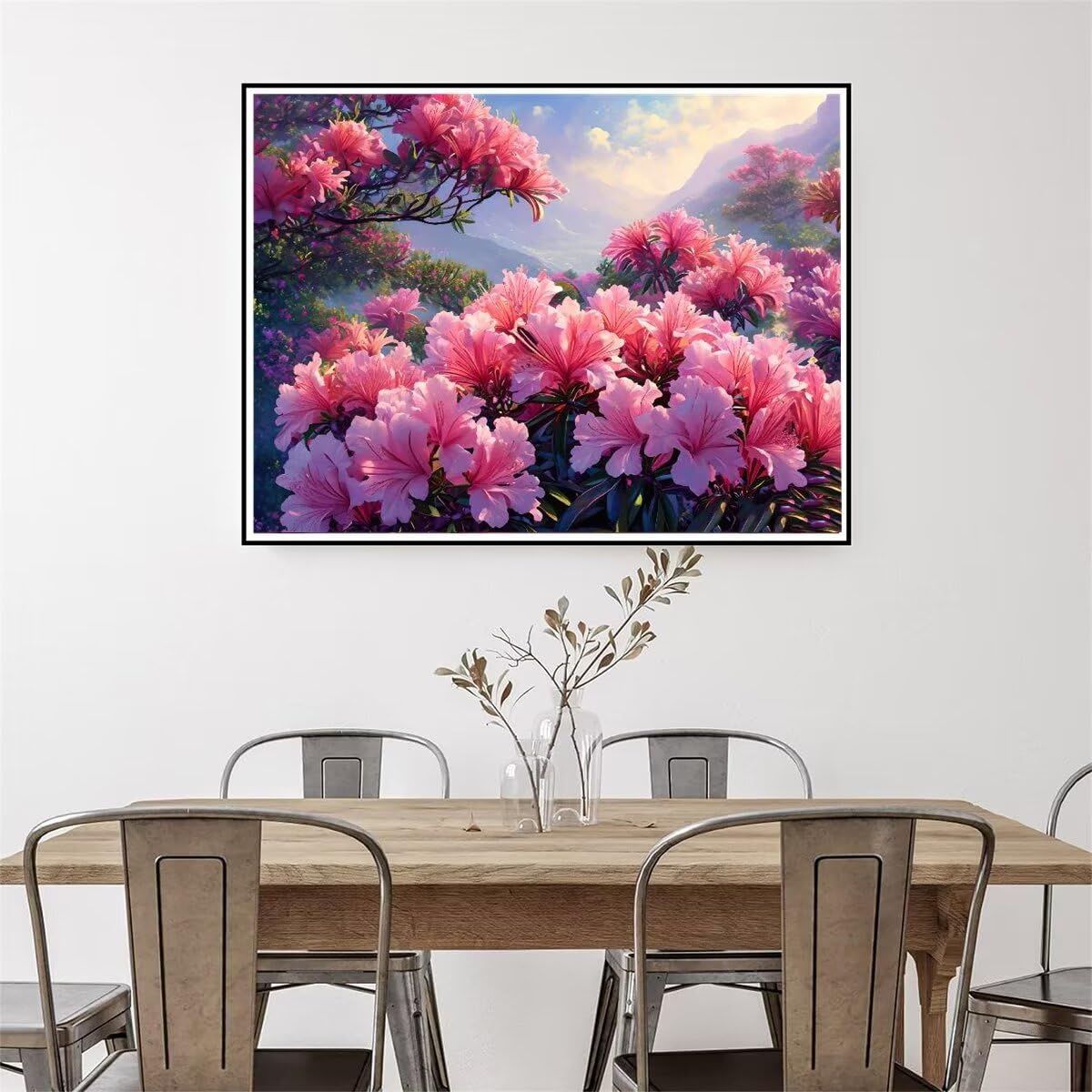 NEWENMO Bloemen Schilderen op Nummer met Lijst, 4 Pack Cartoon