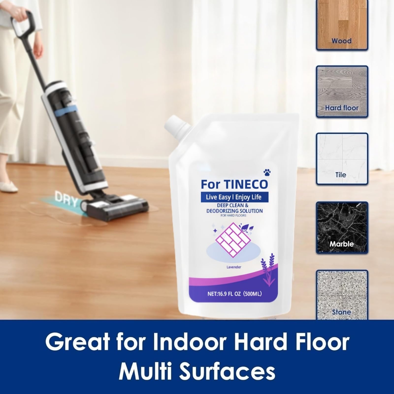 Soluzioni For La Pulizia Dei Pavimenti Al Profumo Di Lavanda Da 500 Ml. Compatibile For Tineco Floor ONE S3/S5/S6/S7/IFLOOR3/IFLOOR2/IFLOOR(2PCS 1000ML)