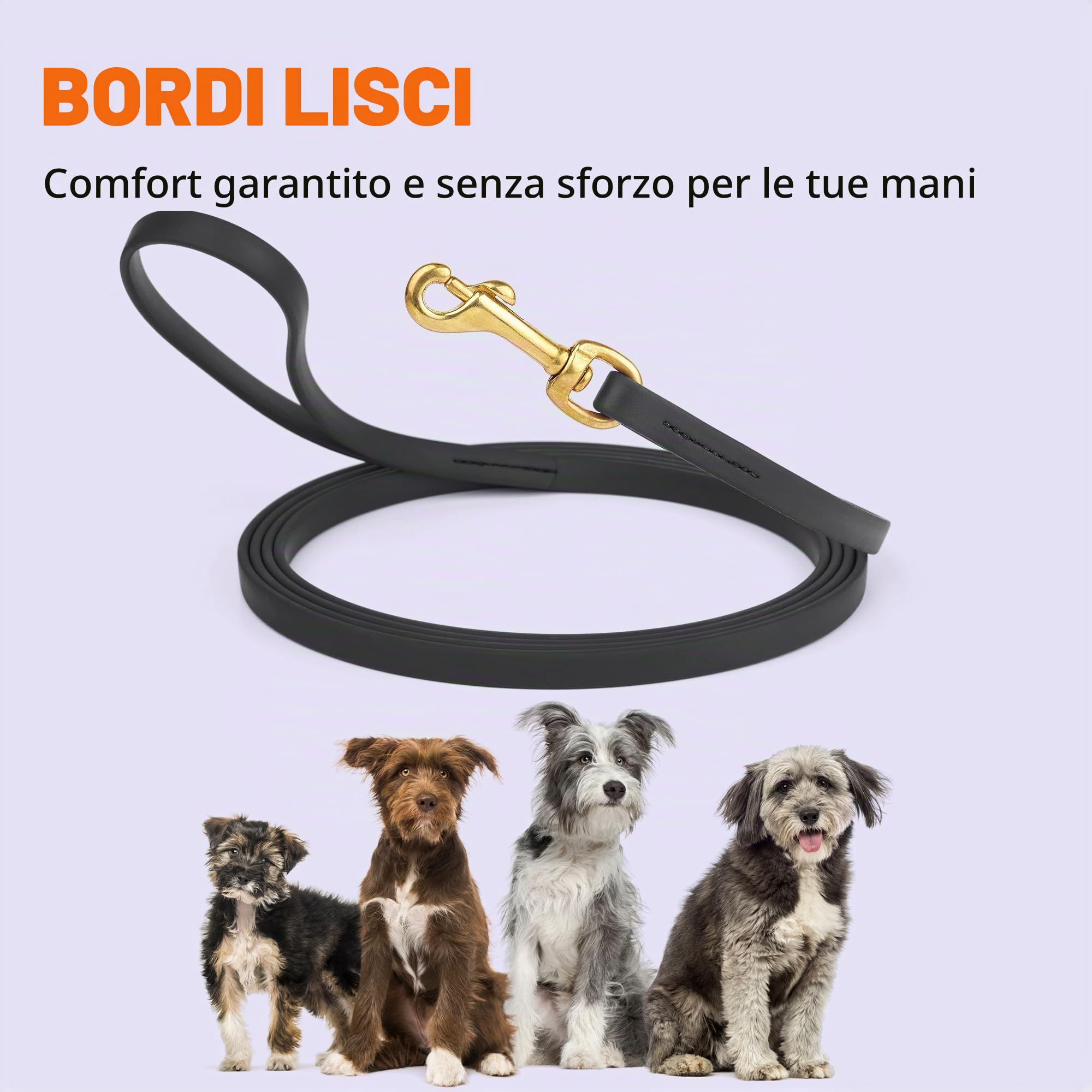 Viper Biothane - Guinzaglio da Lavoro Lungo per Cani, 2 Colori, 6 Misure