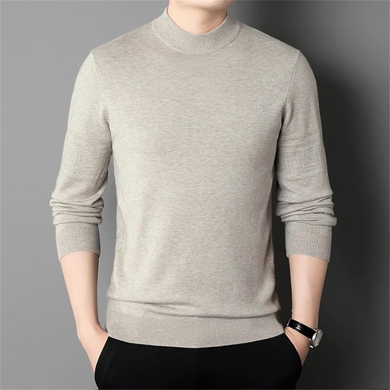 Mens Style Plain Knitwear Soft Cosy Pullover Crew Neck Suit